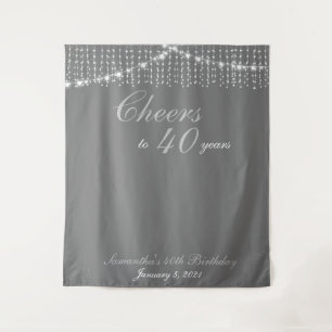 Custom Birthday String Lights Gold Backdrop Photo