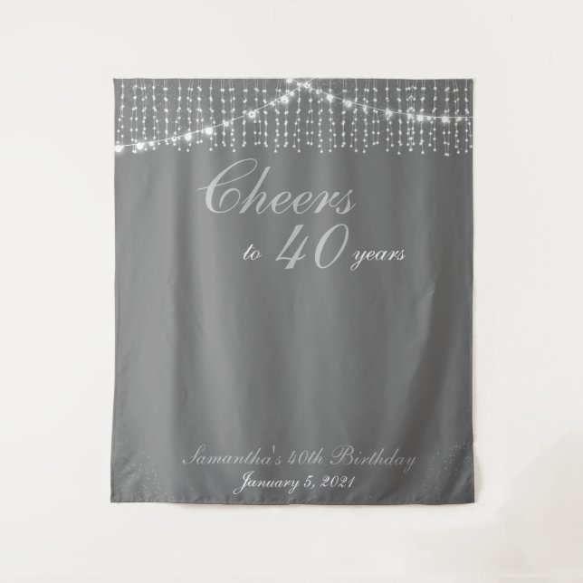 Custom Birthday String Lights Gold Backdrop Photo (Front)