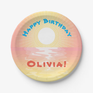 Custom Birthday Sunset Paper Plates