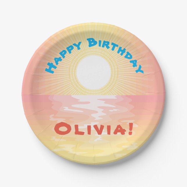 Custom Birthday Sunset Paper Plates (Front)