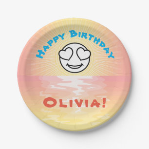 Custom Birthday Sunset Paper Plates