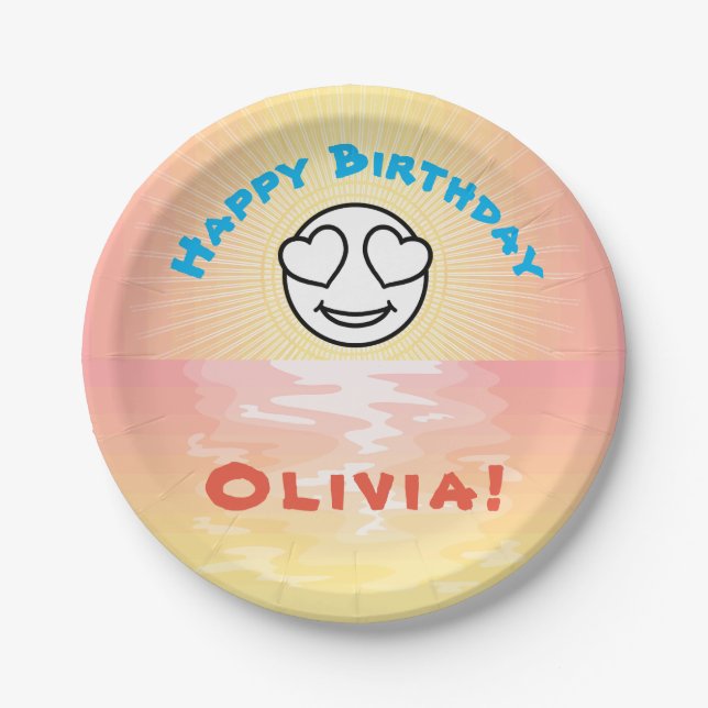 Custom Birthday Sunset Paper Plates (Front)