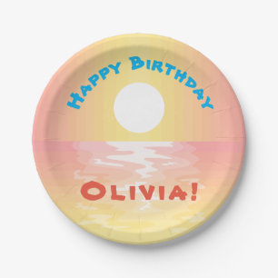 Custom Birthday Sunset Paper Plates