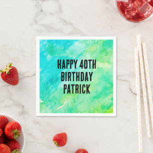 Custom Birthday Watercolor Tie Dye Napkins