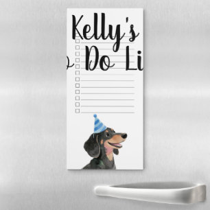 Custom Birthday Weenie Dog Watercolor To Do List Magnetic Notepad