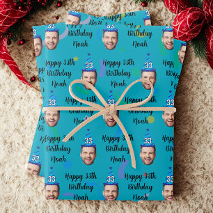 Custom Birthday Wrapping Paper, Blue Wrapping Paper Sheets