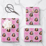 Custom Birthday Wrapping Paper Colorful Pink<br><div class="desc">Customize this pink wrapping paper with a friend or family member's face. Further personalize the gift wrap with their name and if you'd like,  add their birthday age. For best results,  add a close up photo of their full face.</div>