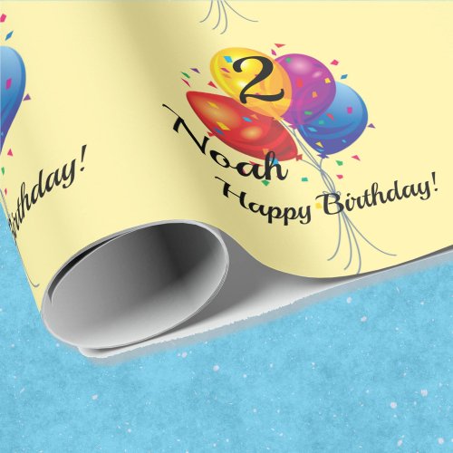 CUSTOM Birthday Wrapping Paper NAME YEAR Balloons
