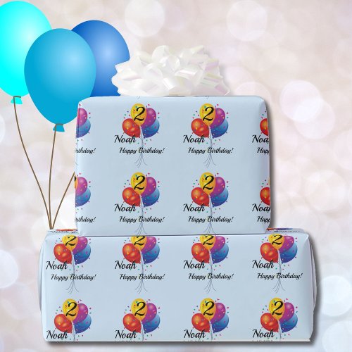 CUSTOM Birthday Wrapping Paper NAME YEAR Balloons