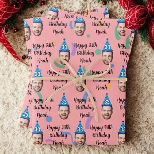 Custom Birthday Wrapping Paper, Pink Paper Sheets