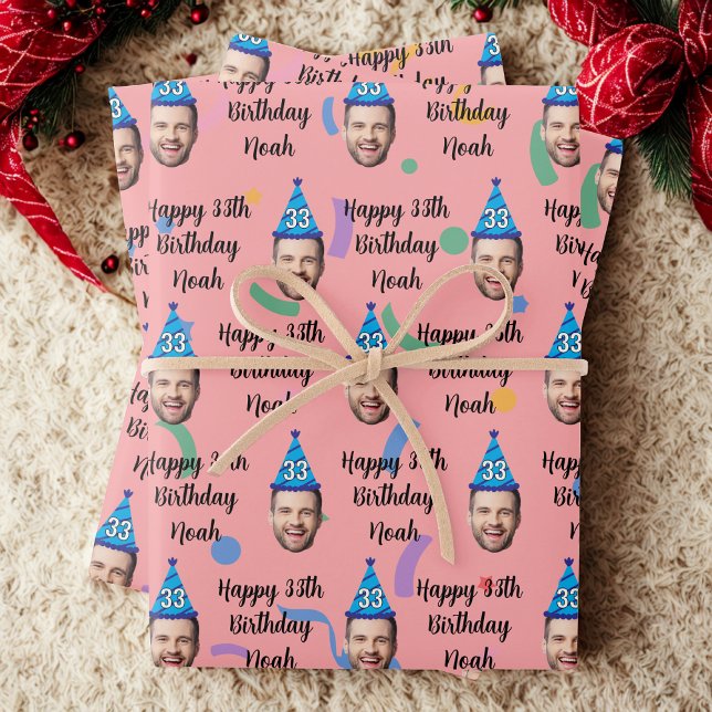 Custom Birthday Wrapping Paper, Pink Paper Sheets (Creator Uploaded)