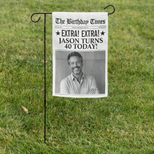 Custom Birthday Yard Sign, Birthday Newspaper Garden Flag