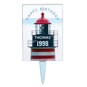 Custom Birthday Year Lighthouse Cake Topper