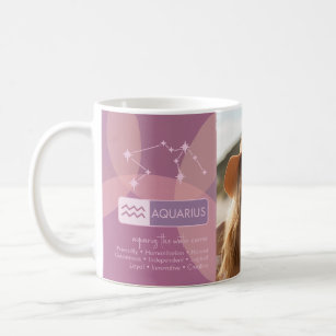 Custom Birthday - Zodiac Aquarius - Name Photo Coffee Mug