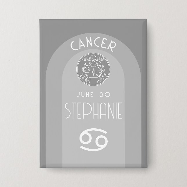 Custom Birthday Zodiac Cancer - Modern Design Button (Front)