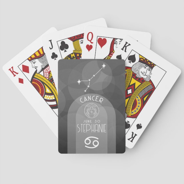 Custom Birthday Zodiac Cancer - Modern Design Poker Cards (Back)