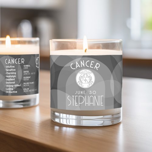 Custom Birthday Zodiac Cancer _ Modern Design Scented Candle