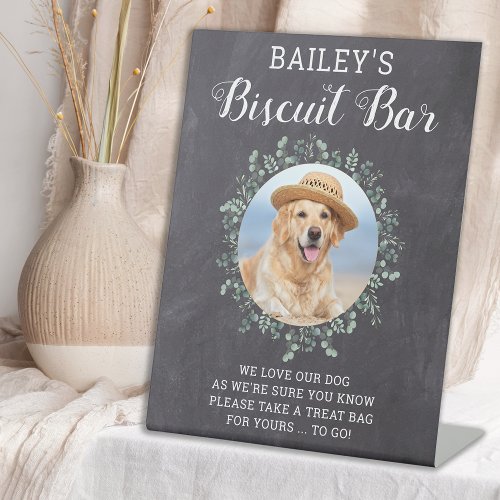 Custom Biscuit Bar Pet Photo Dog Wedding Favor Pedestal Sign