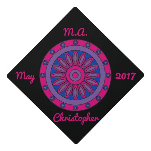 Custom Bisexual Pride Flag Colors Mandala Graduation Cap Topper