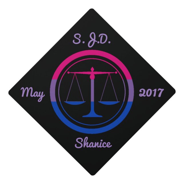 Custom Bisexual Pride Legal Symbol Scales Graduation Cap Topper (Front)