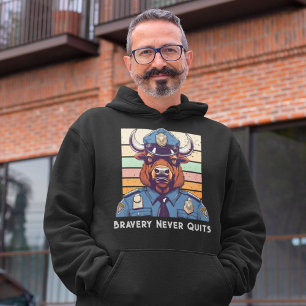 Custom Bison Gifts for Police Officers Dad Grandpa Hoodie