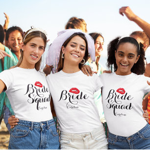 Custom Biting Lips Bride Squad Bachelorette Party T-Shirt