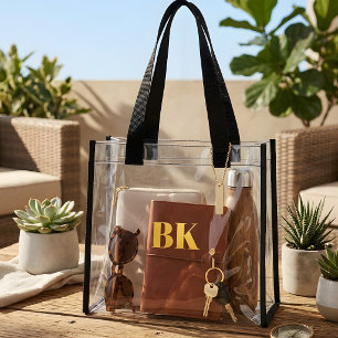 Custom "BK" Monogram Clear Stadium Tote Bag