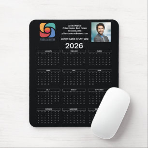 Custom Black 2026 Company Calendar Business Logo Mouse Pad