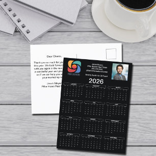 Custom Black 2026 Company Calendar Business Logo Postcard