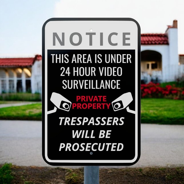 Custom Black 24 hour Surveillance Notice Outdoor Metal Sign (Creator Uploaded)