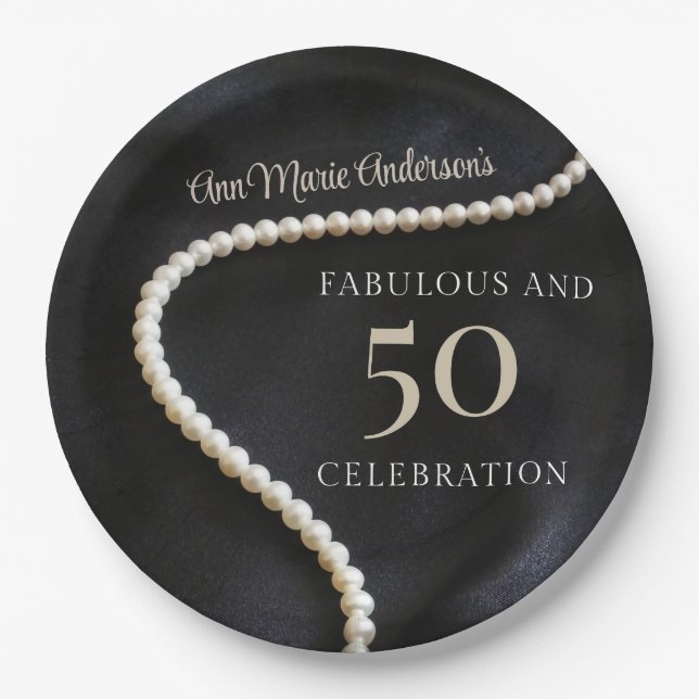 Custom Black 50 and Fabulous Paper Plates (Front)