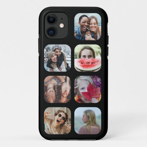 Custom Black 7 Photo Square Template  iPhone 11 Case