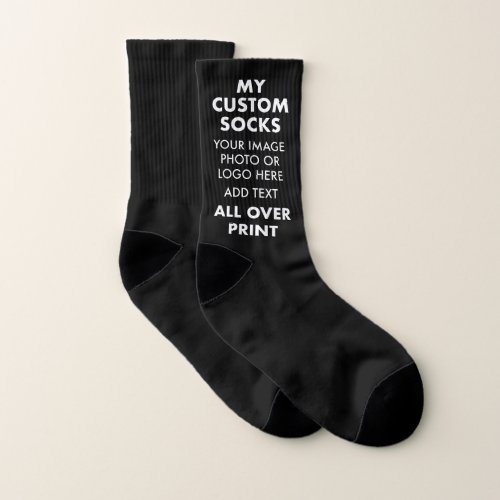 Custom BLACK All Over Print Mens Socks