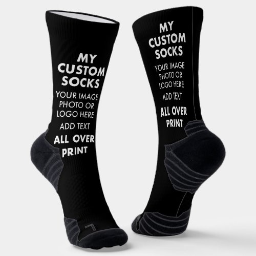 Custom BLACK All Over Print Mens Sports Socks