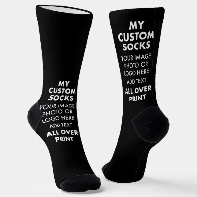 Custom BLACK All Over Print Women's Premium Socks (Angled)