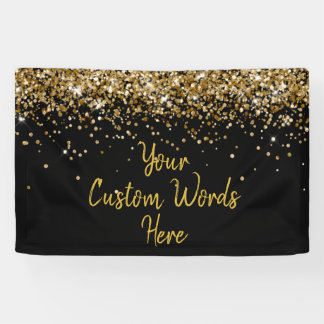 Custom Black and Gold Birthday Party Photo Booth Banner