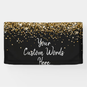 Custom Black and Gold Birthday Party Photo Booth Banner