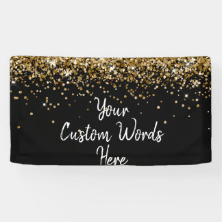 Custom Black and Gold Birthday Party Photo Booth Banner