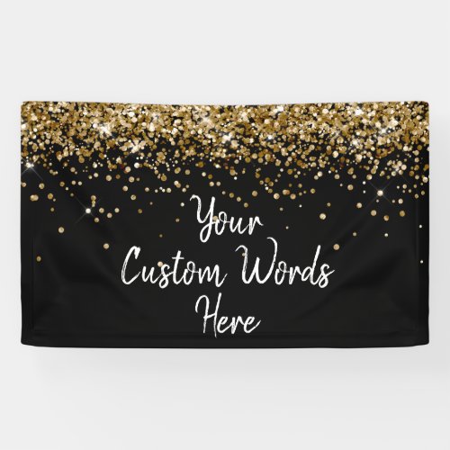 Custom Black and Gold Birthday Party Photo Booth Banner
