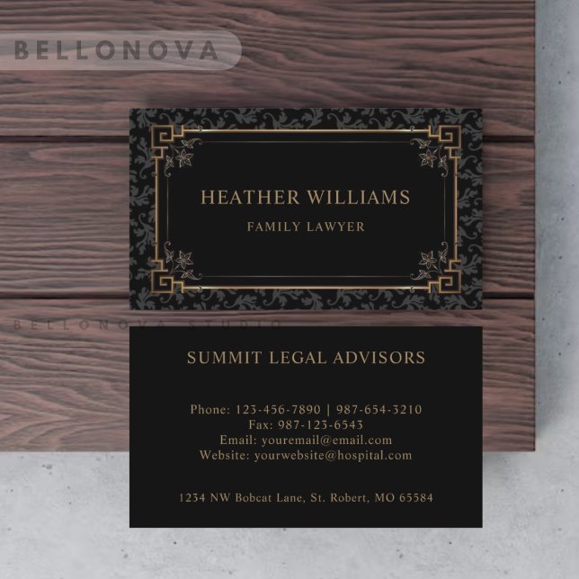 Custom Black And  Gold Brown Floral Monogram Business Card (Custom Black And Gold Brown Floral Monogram Business Card)