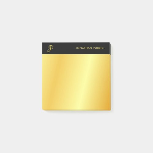 Custom Black And Gold Elegant Monogram Template Post_it Notes