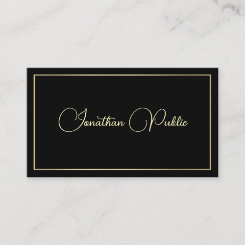 Custom Black And Gold Elegant Typography Template Business Card