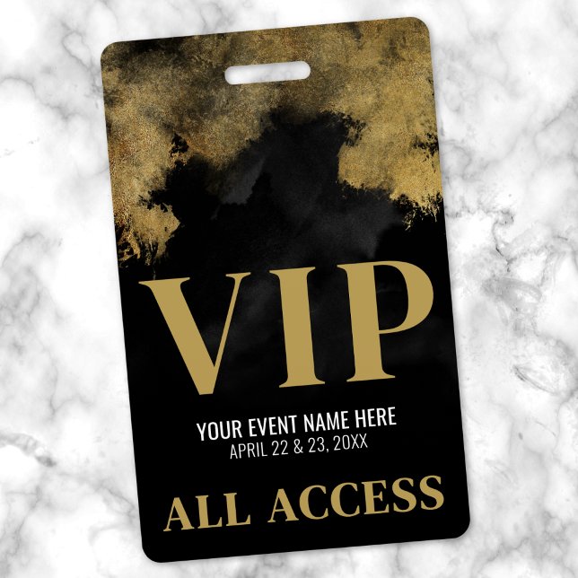 Custom Black And Gold Event VIP Badge (Black Gold Event VIP Badge)