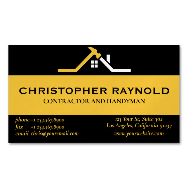 Custom Black and Gold Home Building Construction Business Card Magnet ...