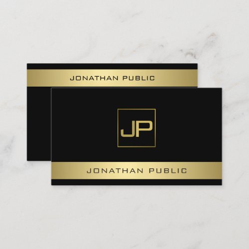 Custom Black And Gold Modern Monogram Elegant Business Card