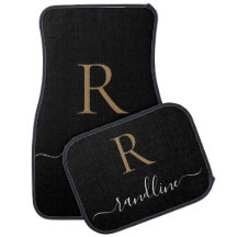 Custom Black and Gold Monogram Car Floor Mats