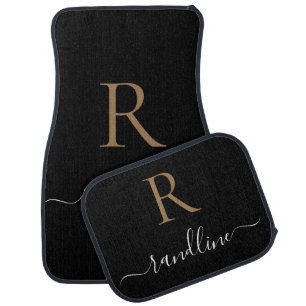 Custom Black and Gold Monogram Car Floor Mats