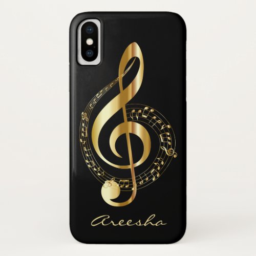 Custom Black and Gold Music Note iPhone XS Case