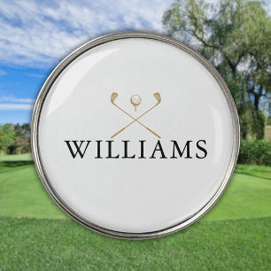 Custom Black And Gold Name Golf Clubs Ball Marker