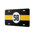 Custom Black And Gold Number Stripe License Plate at Zazzle